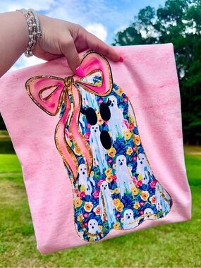 Pink Ghost Bell Gildan Graphic Tshirt Small-3X